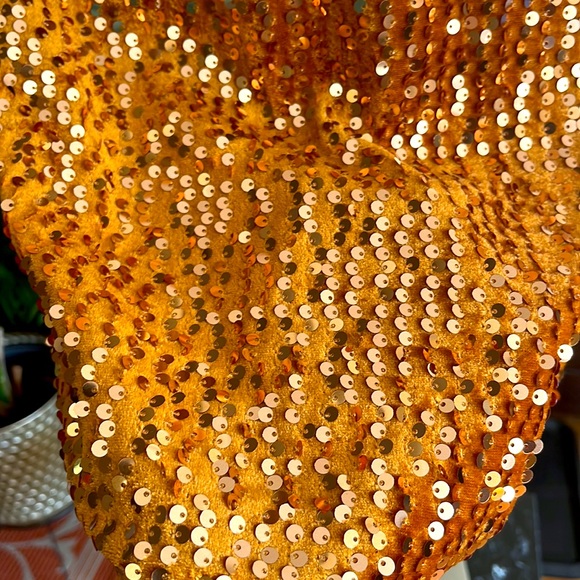 🧡 Free People Intimately Free Golden Velvet Sequin Strapped Cocktail Dress - Picture 12 of 17